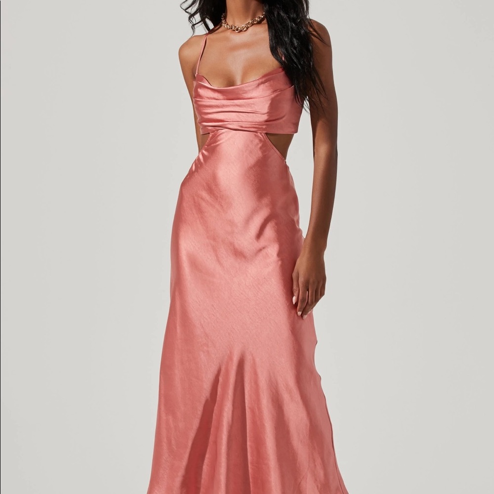 ASTR THE LABEL Colette Satin Cutout MIDI Dress - XS